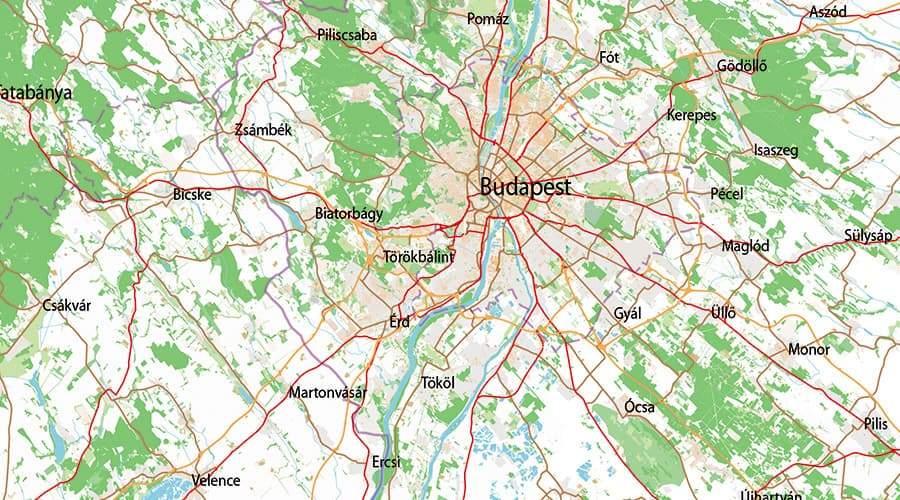 Road map Hungary Budimpesta