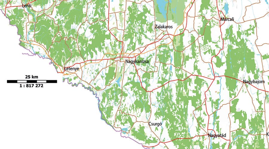 Road map Hungary Lenti