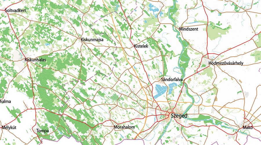 Road map Hungary Szeged
