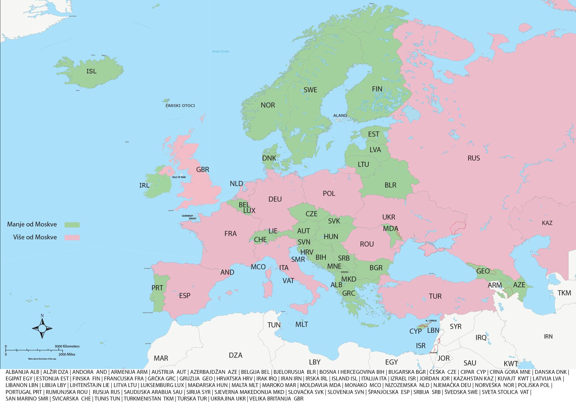 Koje europske zemlje imaju manje ljudi od Moskve.