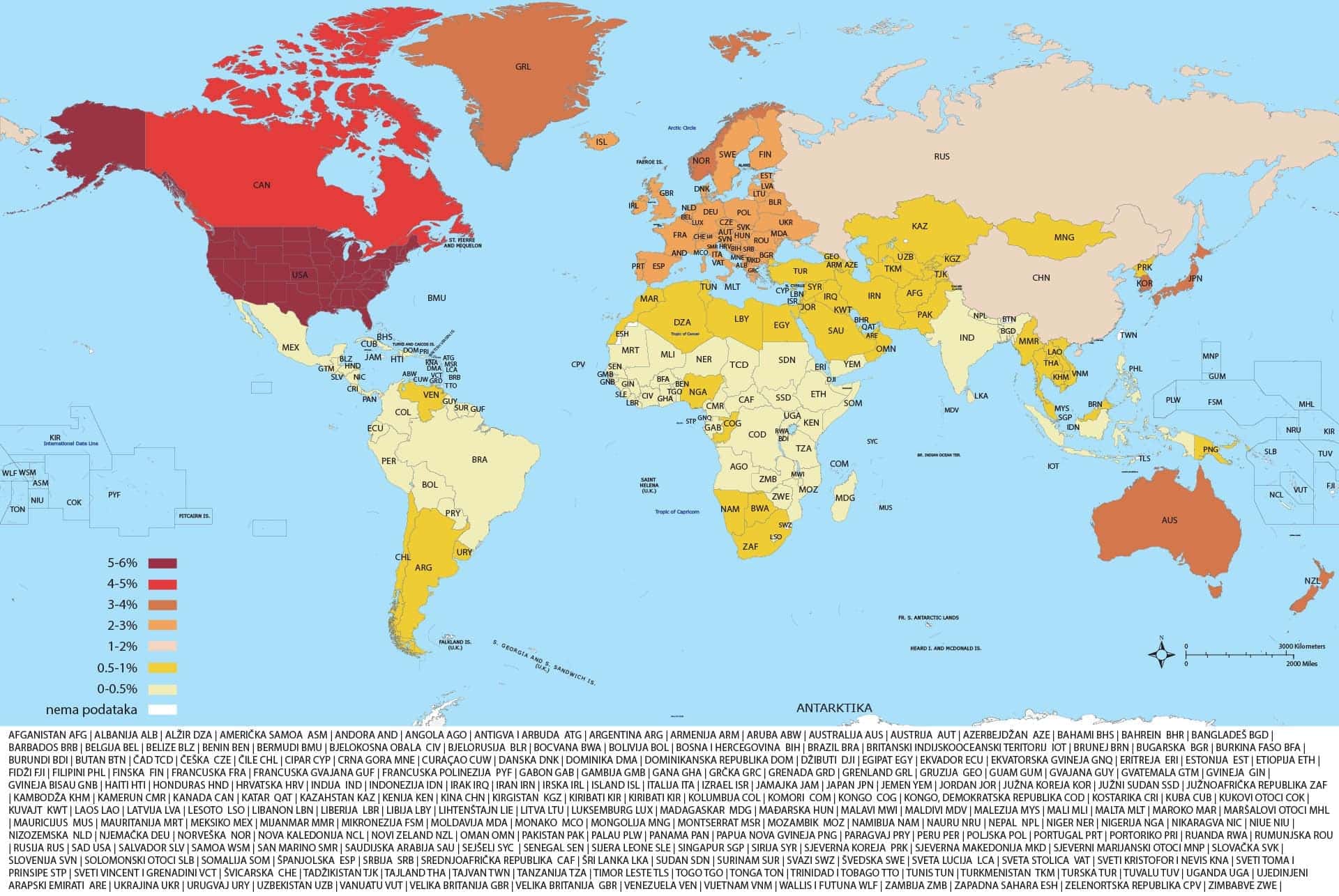 Europa karta - stanovništvo