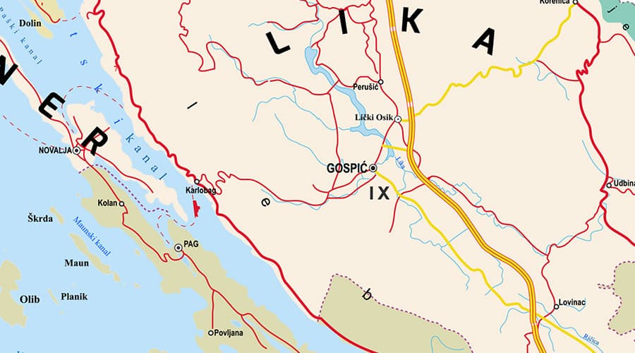 Political map - Croatia regions Lika