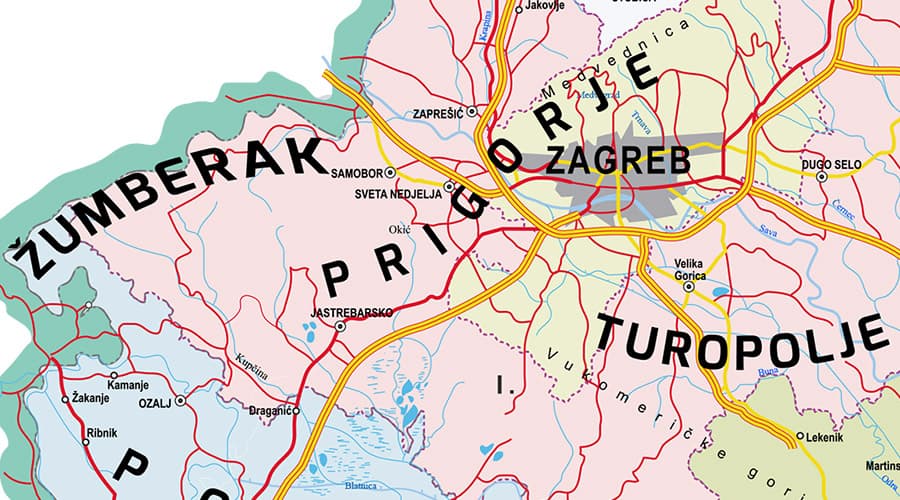 Political map - Croatia regions Prigorje