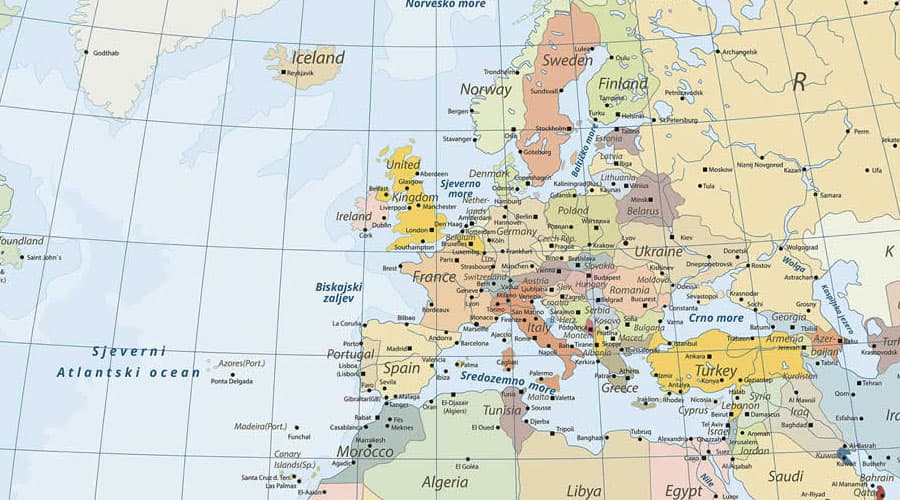 Political map of the world Europa