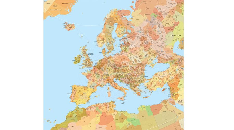 European postal codes map