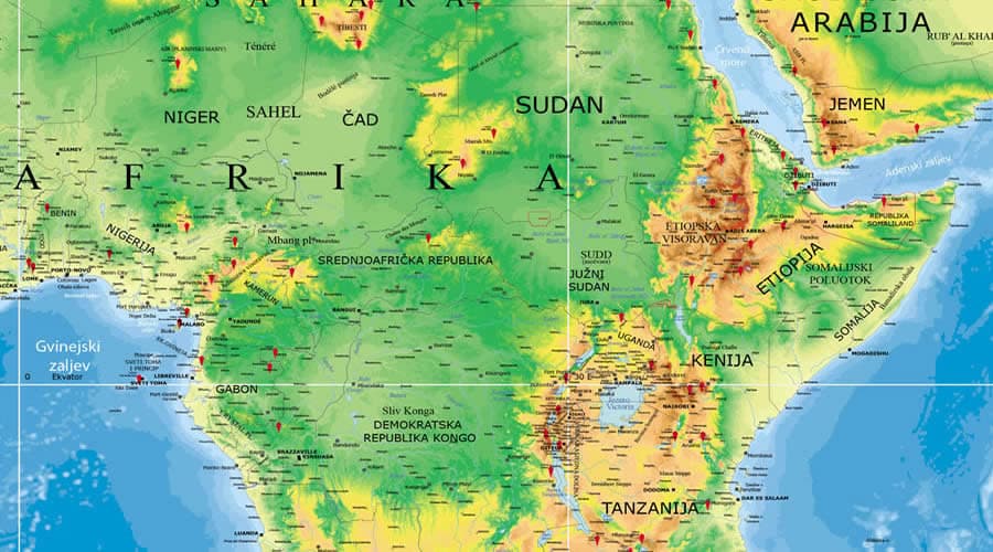 World physical school wall map