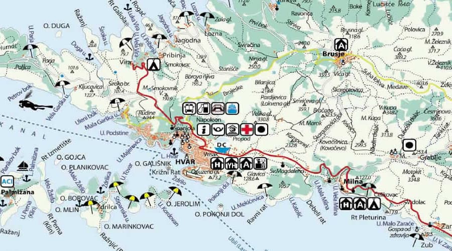Hvar Island tourist map