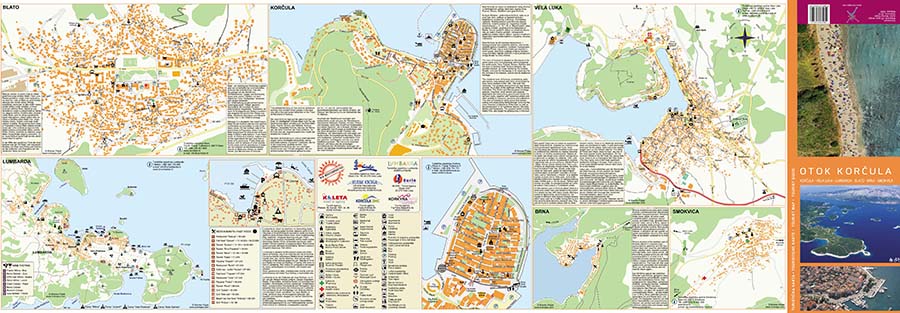 Korcula Island road and tourist map