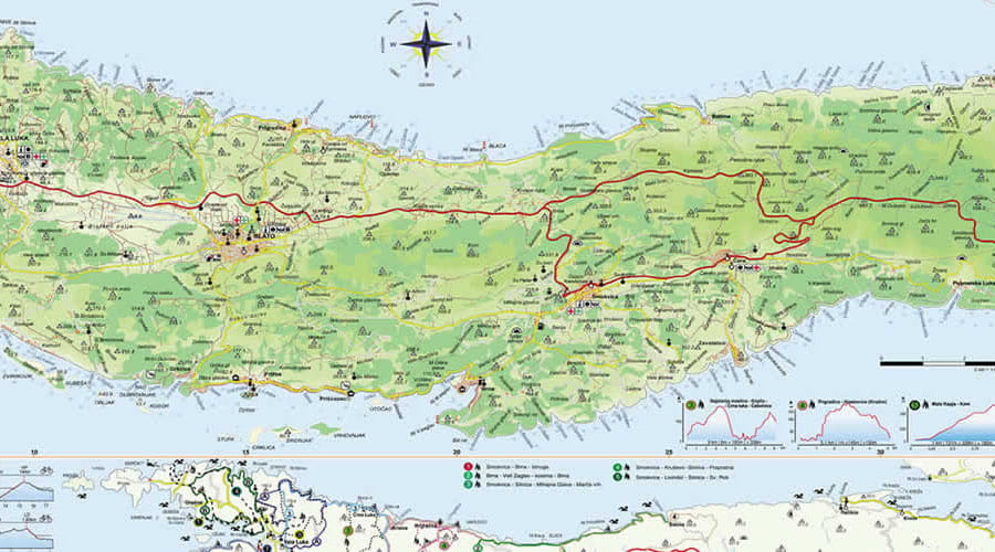 Korcula Island road and tourist map
