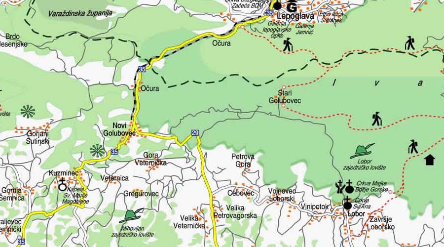 Road and tourist map of Hrvatsko Zagorje
