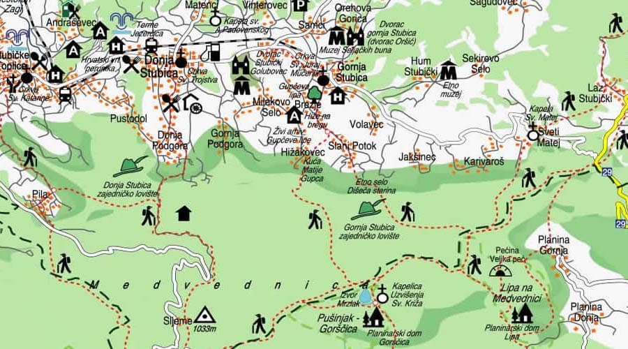Road and tourist map of Hrvatsko Zagorje