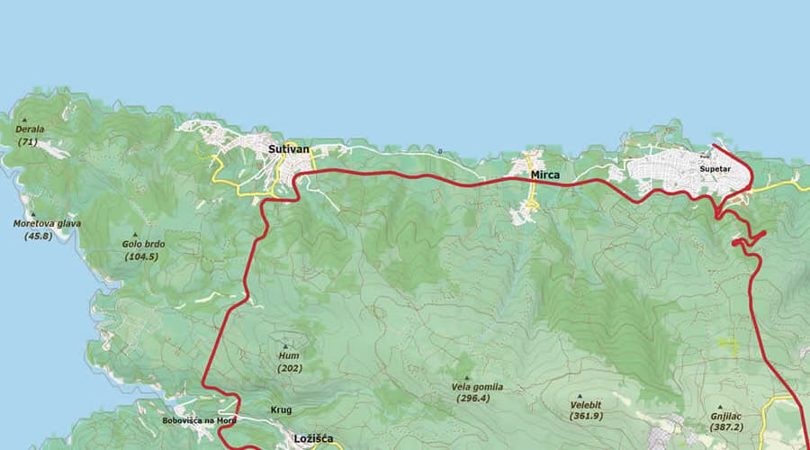 Island Brac map Sutivan