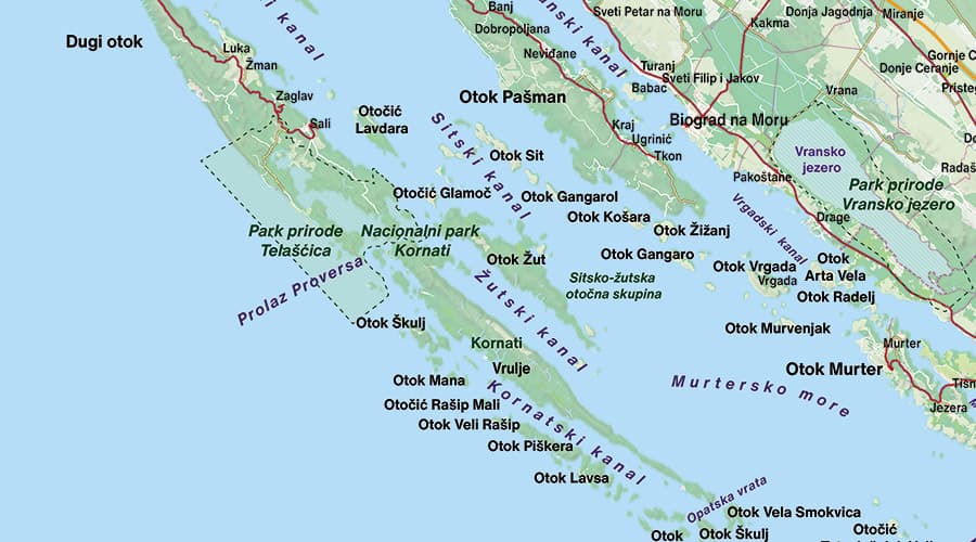 Dalmatia islands map Kornati