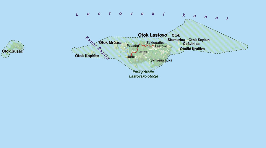 Dalmatia islands map Lastovo