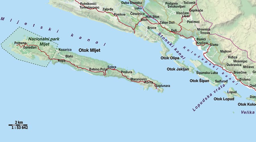 Dalmatia islands map Mljet