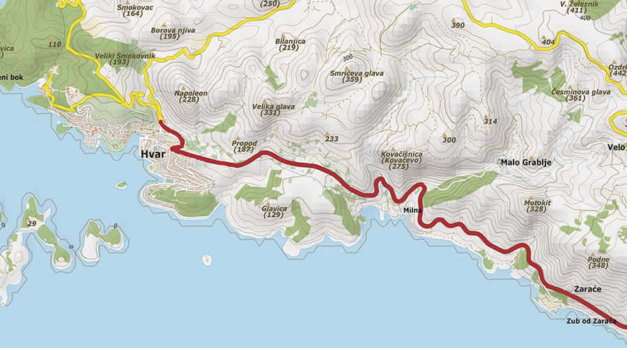 Island Hvar map Hvar