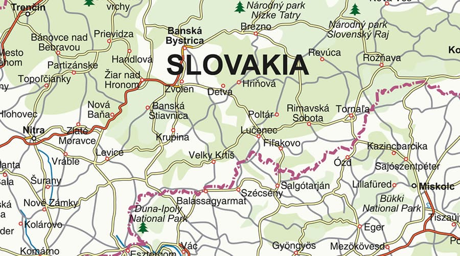 Southeast Europe map Slovačka