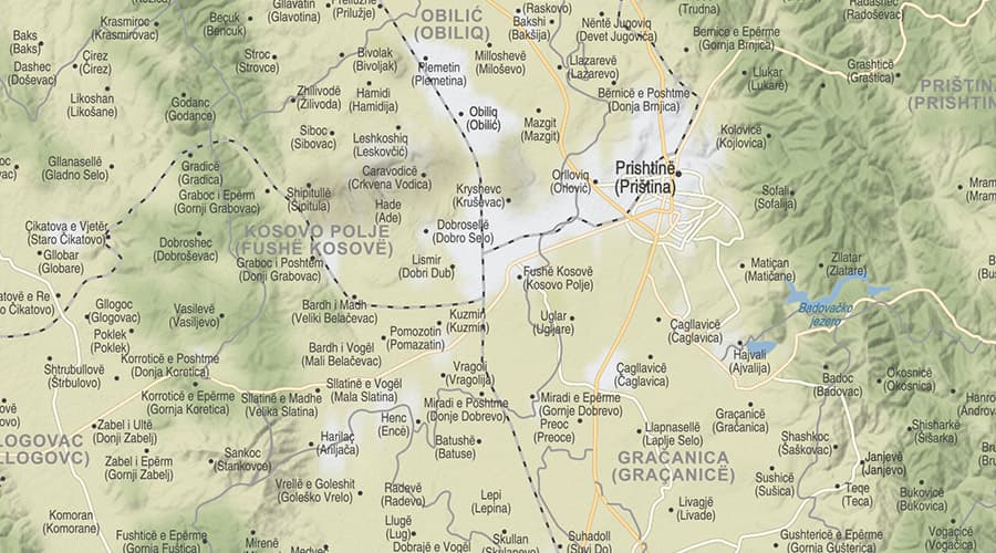 Kosovo map Priština