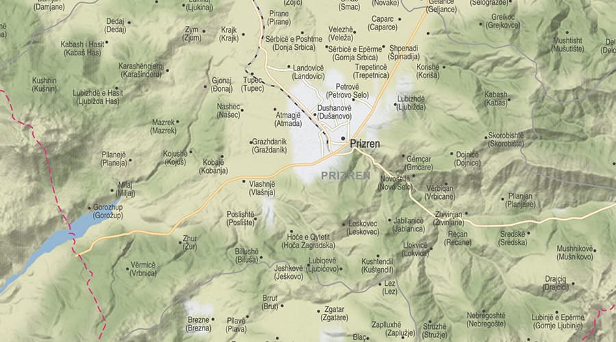 Kosovo map Prizren