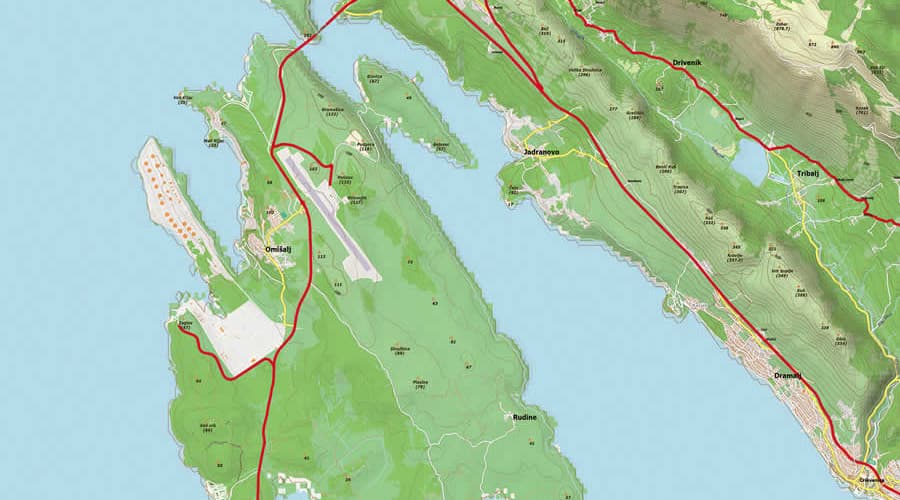 Island Krk map most Krk