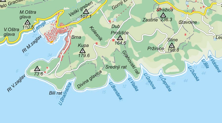 Korcula Island map Brna