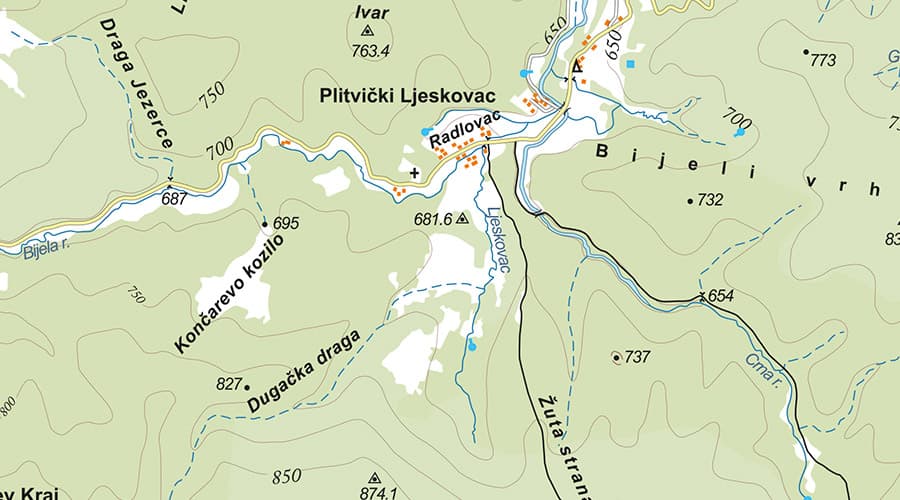 Plitvice Lakes National Park map Ljeskovac