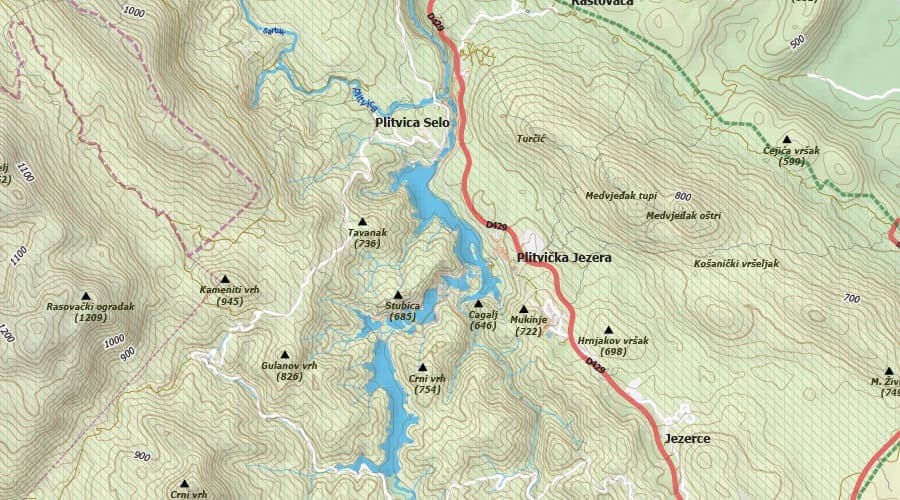 Lika-Senj County maps Plitvička jezera