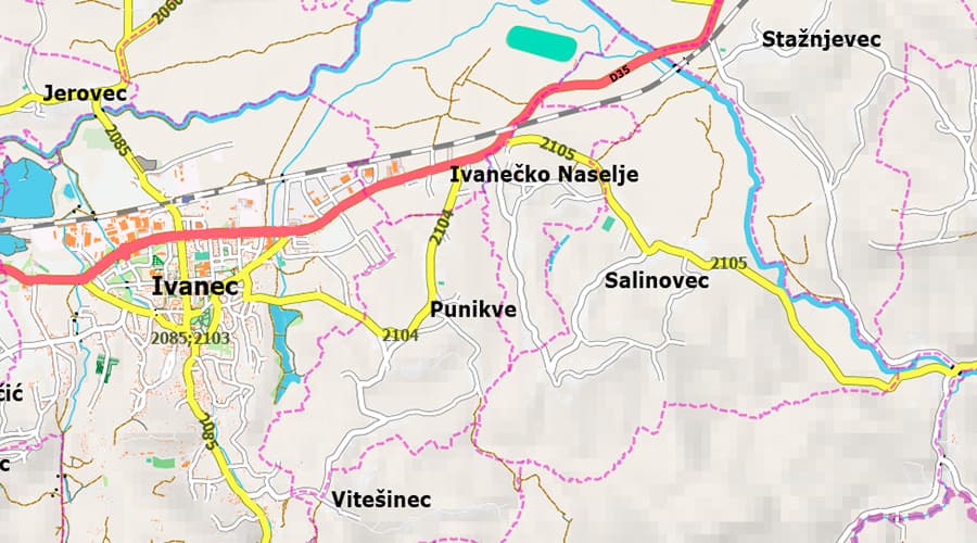 Varaždin County map Ivanec