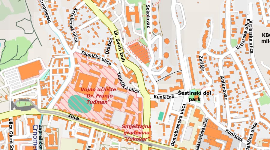 Karta - plan grada Zagreba Črnomerec