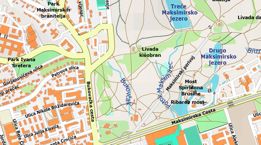 Karta - plan grada Zagreba Maksimir