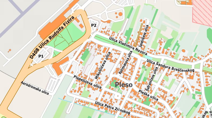 Karta - plan grada Zagreba Pleso