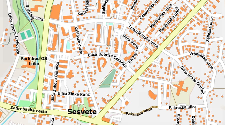 Karta - plan grada Zagreba Sesvete