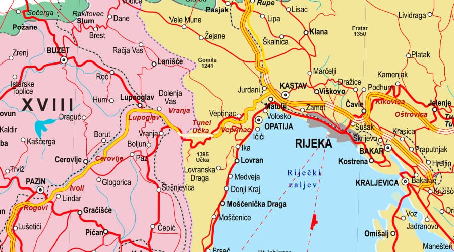Auto karta Hrvatska-županije Istra