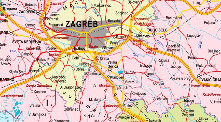 Auto karta Hrvatska-županije Zagreb