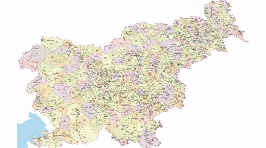 Slovenija poštanski brojevi karta