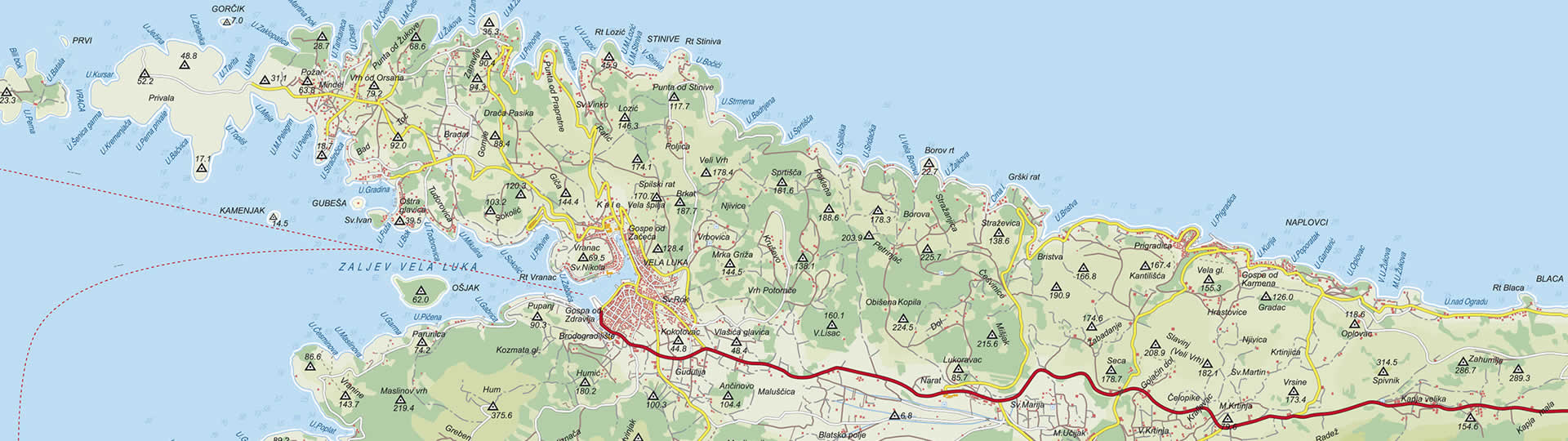 Otok Korčula karta