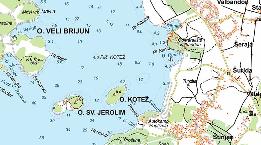 Brijuni nacionalni park karta Veli Brijun