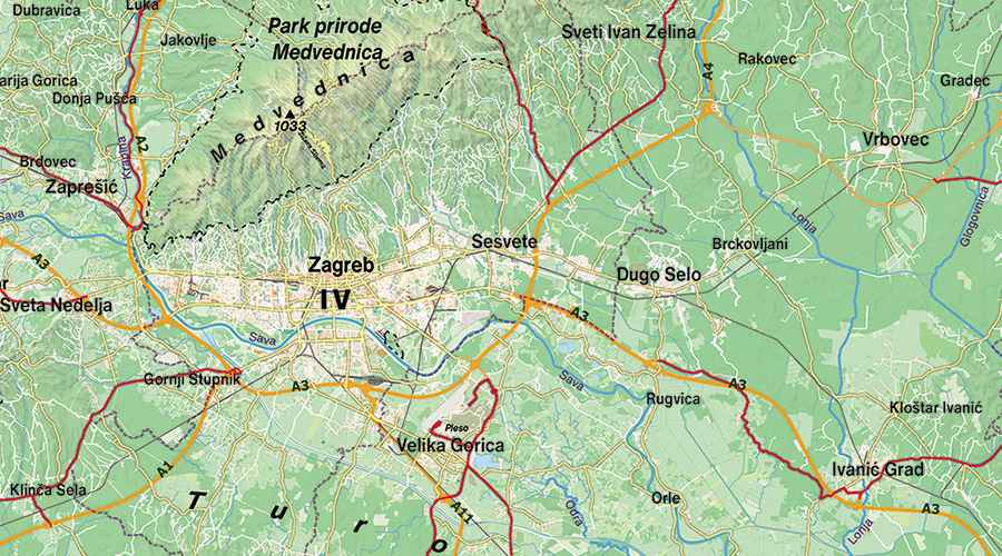 Hrvatska karta Zagreb